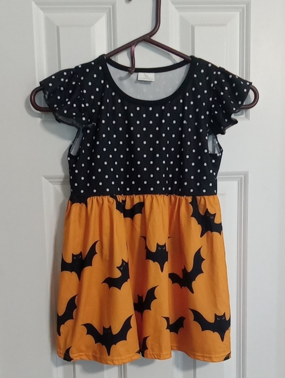 Girls' Halloween Bat Print Dress - Black & Orange by Unknown Brand